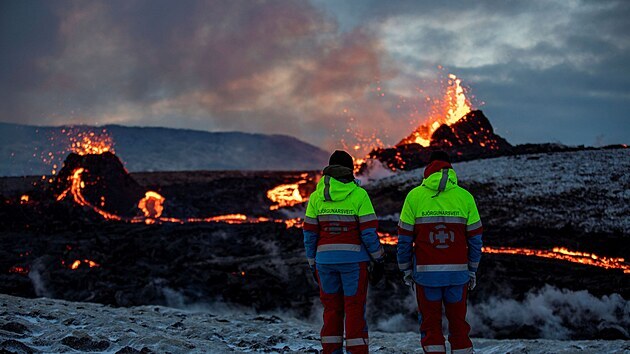 Erupce islandsk sopky Fagradalsfjal (5. dubna 2021)