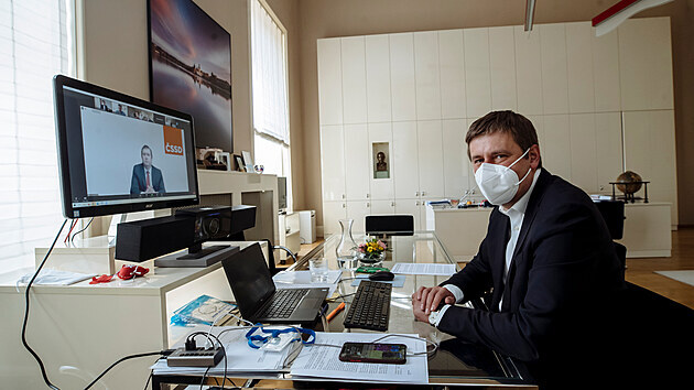 Petr Pet���ek na on-line sjezdu vl�dn� �SSD. (9.dubna 2021)