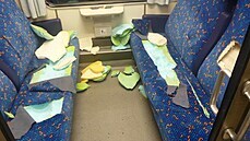 Vandal se v kupé po�ádn� vy�ádil.
