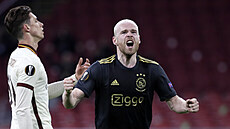 Davy Klaassen z Ajaxu se raduje ze svého gólu do sítě AS Řím.