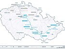 Mapa p�edpokl�dan�ch tras vysokorychlostn�ch trat� v �esk� republice