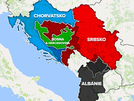 Nová mapa západního Balkánu podle neoficiálních návrh. (16. dubna 2021)