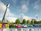 Vizualizace novho multifunknho stadionu podle nvrhu architekta Tome...