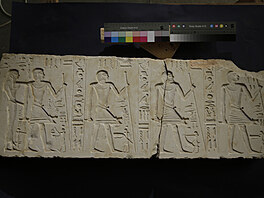 Tento fragment reliéfní výzdoby pochází z hrobky hodnostáe jménem Menihy.