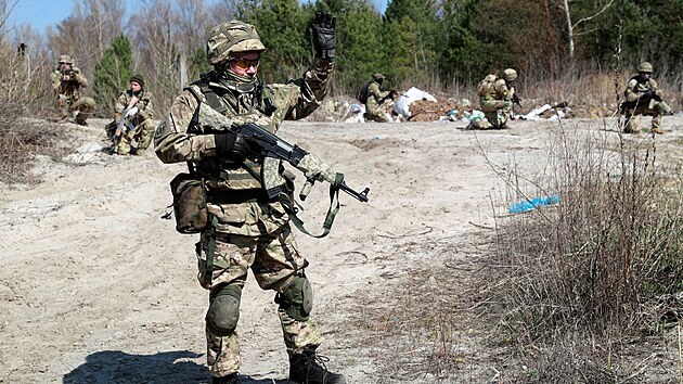 Cvien ukrajinskch rezervist nedaleko Kyjeva (10. dubna 2021)