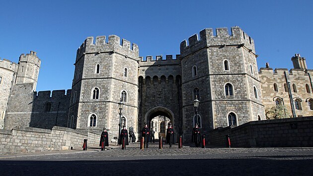 Hrad Windsor v den pohbu prince Philipa (17. dubna 2021)