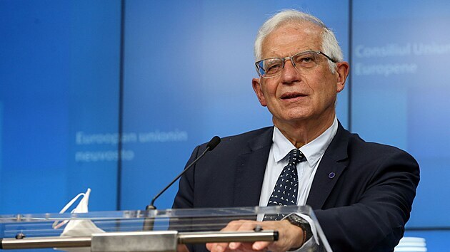 Šéf unijní diplomacie Josep Borrell na jednání ministrů zahraničí členských zemí. (19. dubna 2021)