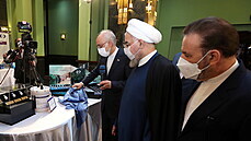 Íránský prezident Hasan Rúhání na výstav íránských jaderných úspch (10....