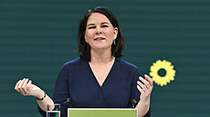 Spolupředsedkyně německých Zelených Annalena Baerbocková na tiskové konferenci,...