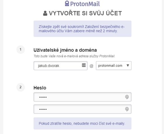��et v Protonmailu je anonymn�