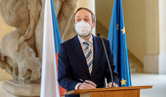 Jakub Kulhánek ministr zahranií za SSD na tiskové konferenci. (21. dubna 2021)