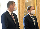 Zleva premiér Andrej Babi (ANO) a Jakub Kulhánek (SSD), kterého prezident...