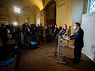 Ministr zahranií Jakub Kulhánek na tiskové konferenci po schzce s ruským...