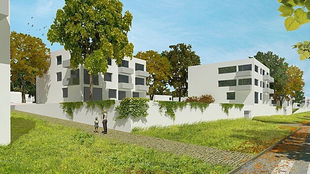 Vizualizace nov tvrti v lokalit Kasrna Jin od vtze urbanisticko-architektonick soute Cuboid architekti.