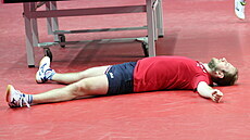 Stolní tenista Pavel iruek slaví postup na olympijské hry v Tokiu.