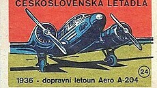Aero A.204, nálepka z krabiky zápalek podniku Solo Suice