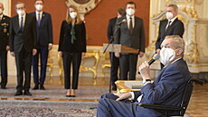 Prezident Milo Zeman hovoí 21. dubna 2021 na Praském hrad pi jmenování...