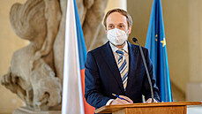 Jakub Kulhánek ministr zahranií za SSD na tiskové konferenci. (21. dubna 2021)