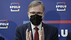 Pedseda ODS Petr Fiala promluvil na tiskové konferenci koalice Spolu. (27....