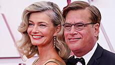 Pavlína Poízková a Aaron Sorkin na Oscarech (Los Angeles, 25. dubna 2021)