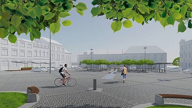 Vizualizace nové podoby Starého náměstí v Rychnově nad Kněžnou.