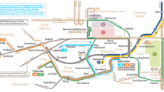 Mapa výluk a náhradních spoj na linkách 6 a 8. (30. dubna 2021)