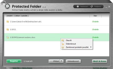 Ochrana soubor prostednictvm programu IObit Protected Folder