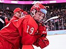 Ruský hokejista Matvej Mikov na olympiád mládee 2020 v Lausanne.