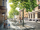 Prvn� n�vrh Pa��sk� ulice v centru �st� se stromy a lavi�kami. Dnes tu...
