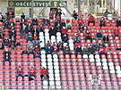 Diváci na Mstském stadionu Srbská sledují souboj Brna s Mladou Boleslaví.