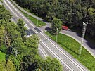 Vizualizace dvoukolejné trati za Rosicemi nad Labem smrem na Stéblovou