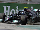 Valtteri Bottas z Mercedesu v tréninku na Velkou cenu panlska F1.