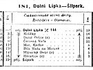 Jízdní ád trat Dolní Lipka - títy (ilperk)  z roku 1921