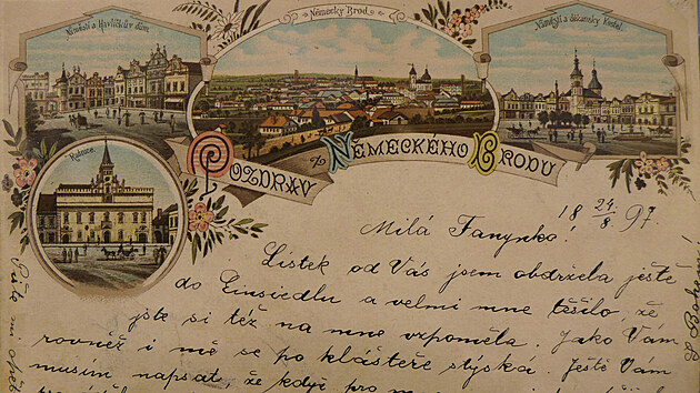 Litografické pohlednice patří k těm vůbec nejstarším. Vedle samotného grafického zpracování je zajímavý i příběh a rukopis pisatelů.
