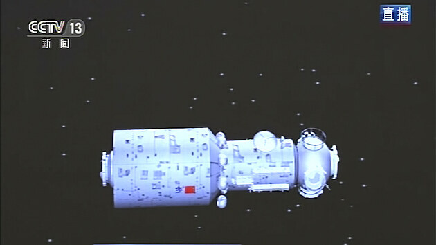 Animace vypuštění prvního modulu čínské vesmírné stanice, který se do vesmíru dostal ve čtvrtek 29. dubna 2021.