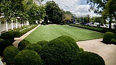 Rová zahrada Bílého domu po zásahu Melanie Trump. (28. srpna 2020)