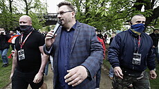 Exposlanec Lubomír Volný na demonstraci