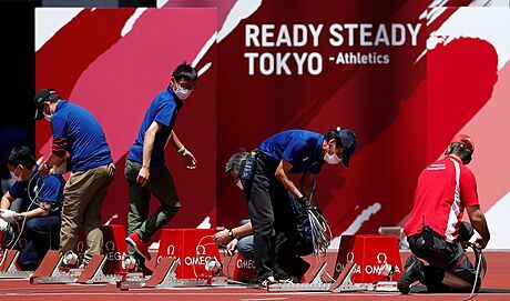 Tokio se chystá na olympijské hry. Momentka z pípravných atletických závod.