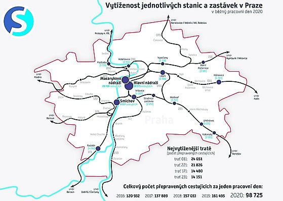 Mapka nejvytíenjích vlakových zastávek