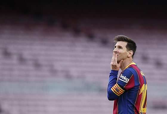 Lionel Messi v jednom ze svých posledních zápas v dresu Barcelony v kvtnu 2021.