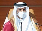 Katarský emír Tamím bin Hamad bin Chalífa Sání na summitu v Al-Ula v Saúdské...