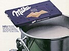 Milka v bílém. Reklamní plakát z roku 1988.