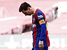 Barcelonský kapitán Lionel Messi bhem neúspného ligového utkání se Celtou...