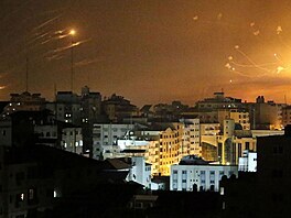 Rakety nad Izraelem vypálené z palestinského Pásma Gazy (12. kvtna 2021)
