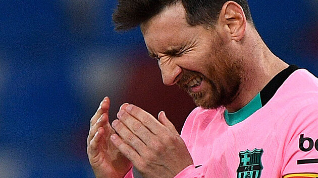 Reakce kapitna fotbalist Barcelony Lionela Messiho bhem utkn na hiti Levante.