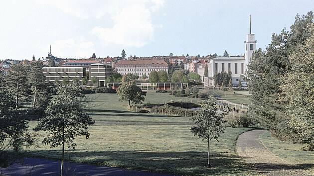 V architektonické soutěži na úpravu náměstí Míru v Brně uspěl architekt Luboš Františák se svými spolupracovníky. Do fotografie je zasazená nová bytová zástavba v levé části.