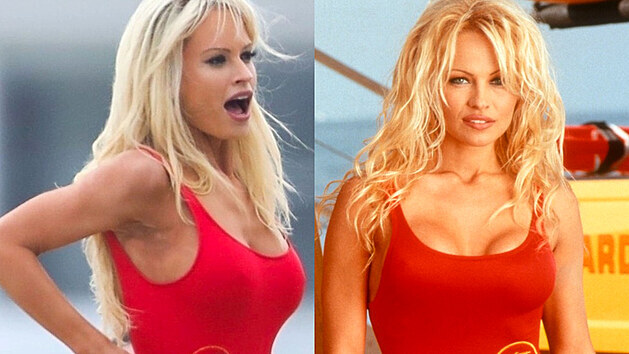 Lily Jamesov (2021) a Pamela Andersonov (1987)