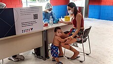 Zdravotník v brazilském Riu de Janeiru provádí en test na koronavirus. (18....