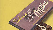 Tabulková �okoláda na reklamním plakátu z roku 1953