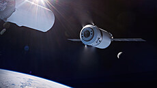 Ilustraní obrázek kosmické lodi Dragon XL po odpojení od druhého stupn...